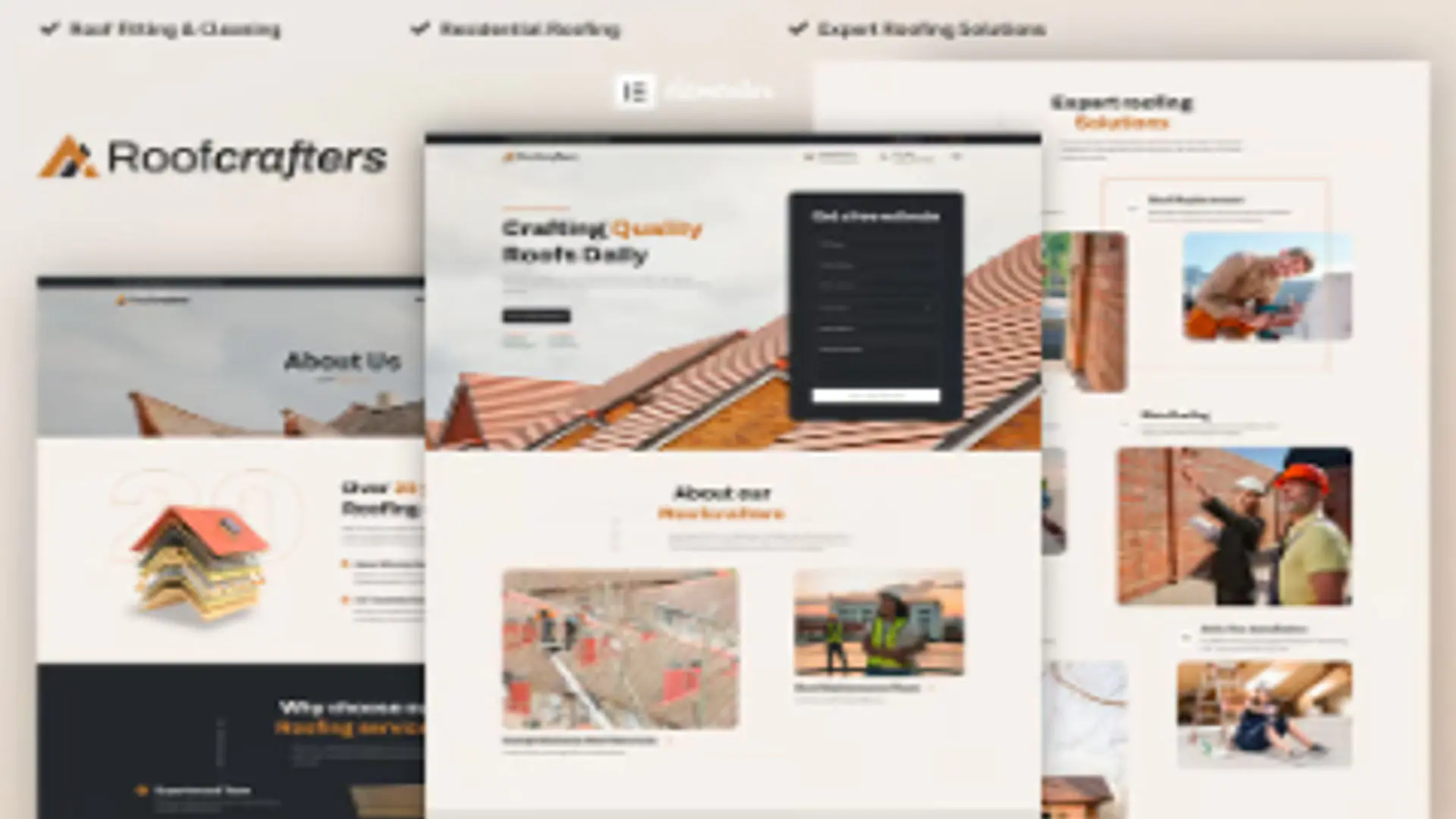 Roofcrafters - Roofing Company Elementor Pro Template Kit