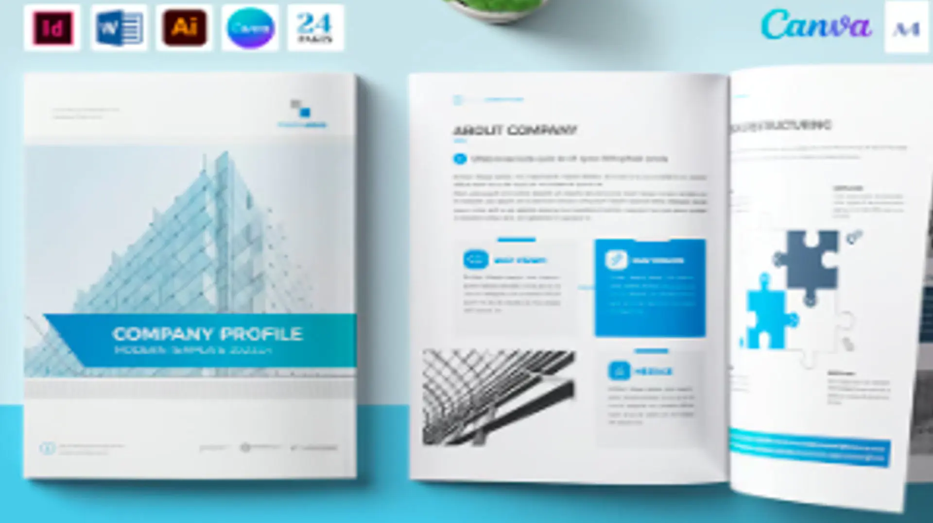 Brochure Template 24 Pages | Canva | Docx |ID| Ai